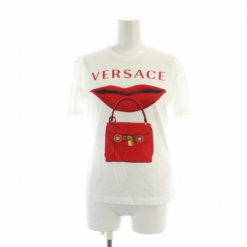 ヴェルサーチ ヴェルサーチェ VERSACE Tシャツ カットソー 半袖 リップ 