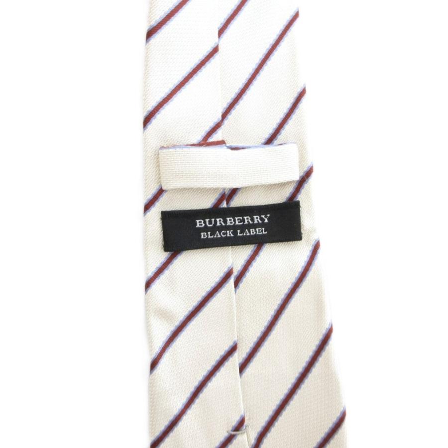 美品 バーバリー ブラックレーベル ネクタイ シルク ストライプ 白系 青 BURBERRY BLACK LABEL バーバリーブラックレーベル ネクタイ