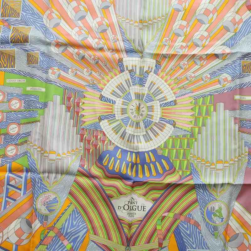 エルメス シルク カレ90 Point D ORGUE フェルマータ スカーフ HERMES エルメス カレ90 フェルマータ Point D'ORGUE 大判スカーフ