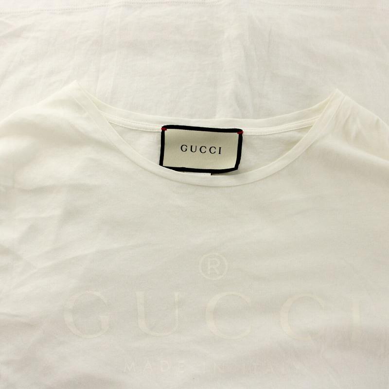 GUCCI グッチ Tシャツ カットソー 半袖 ロゴ プリント L 白 ホワイト  