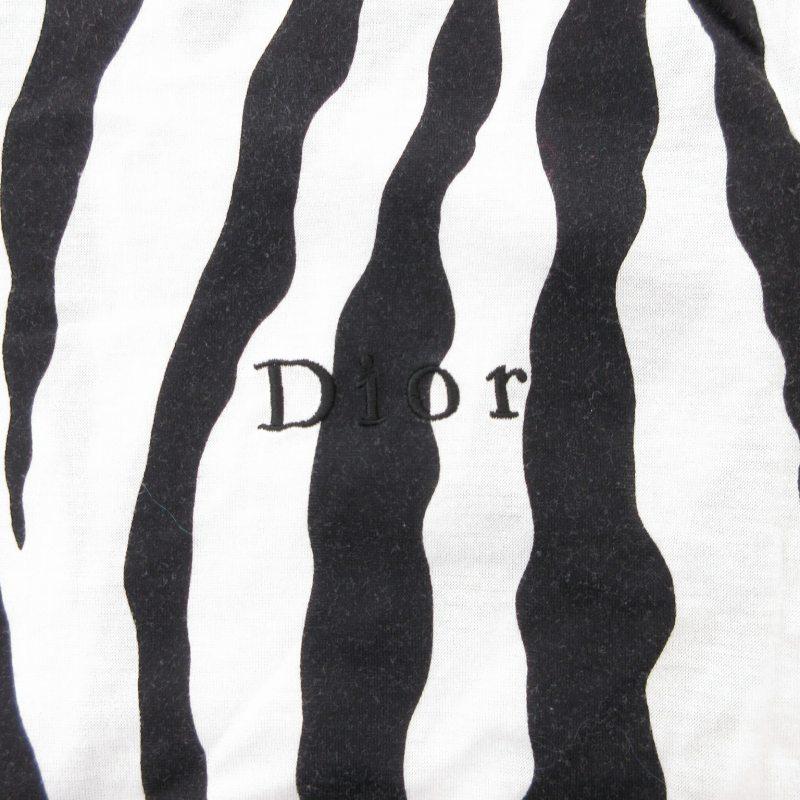 【中古】クリスチャンディオール Christian Dior ヴィンテージ Tシャツ カットソー 半袖 ゼブラ柄 ロゴ刺繍 M Christian Dior（クリスチャン・ディオール） ヴィンテージ Tシャツ