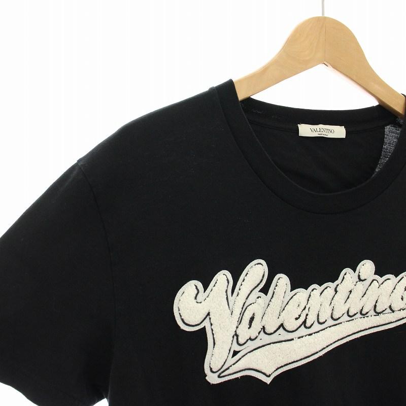 【中古】ヴァレンティノ ヴァレンチノ  VALENTINO パイルカレッジロゴTシャツ カットソー クルーネック ヴァレンティノ ヴァレンチノ VALENTINO パイルカレッジロゴTシャツ