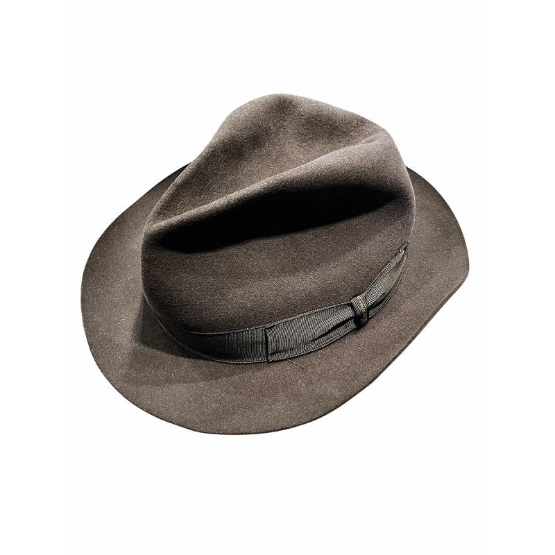【中古】ボルサリーノ Borsalino 帽子 フェルトハット 中折れ帽 FUR FELT 60 ダークグレー ☆AA★ メンズ ボルサリーノ Borsalino 帽子 フェルトハット 中折れ帽 FUR FELT 60