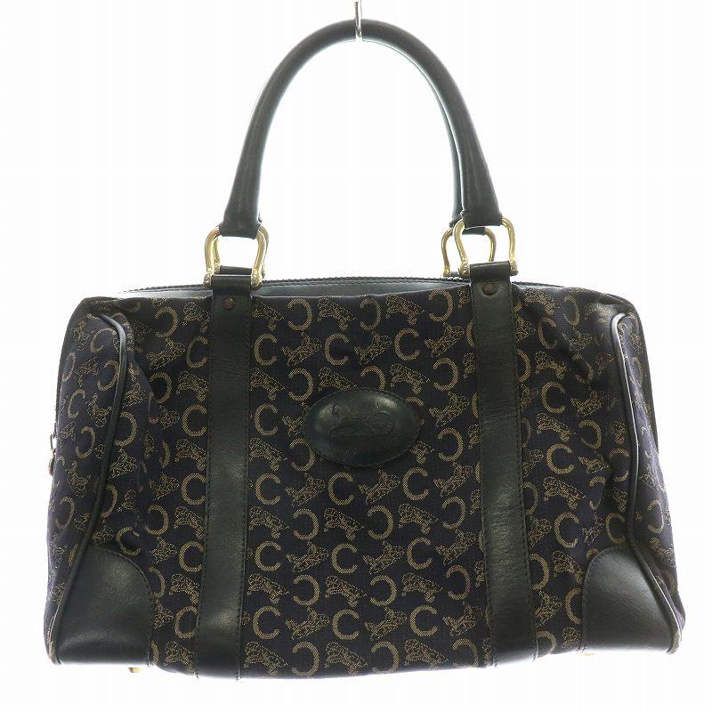 使用感少なめ CELINE ボストンバッグ 黒 マカダム柄 CELINE セリーヌ ヴィンテージ ボストンバッグ ミニ Cマカダム柄 馬車