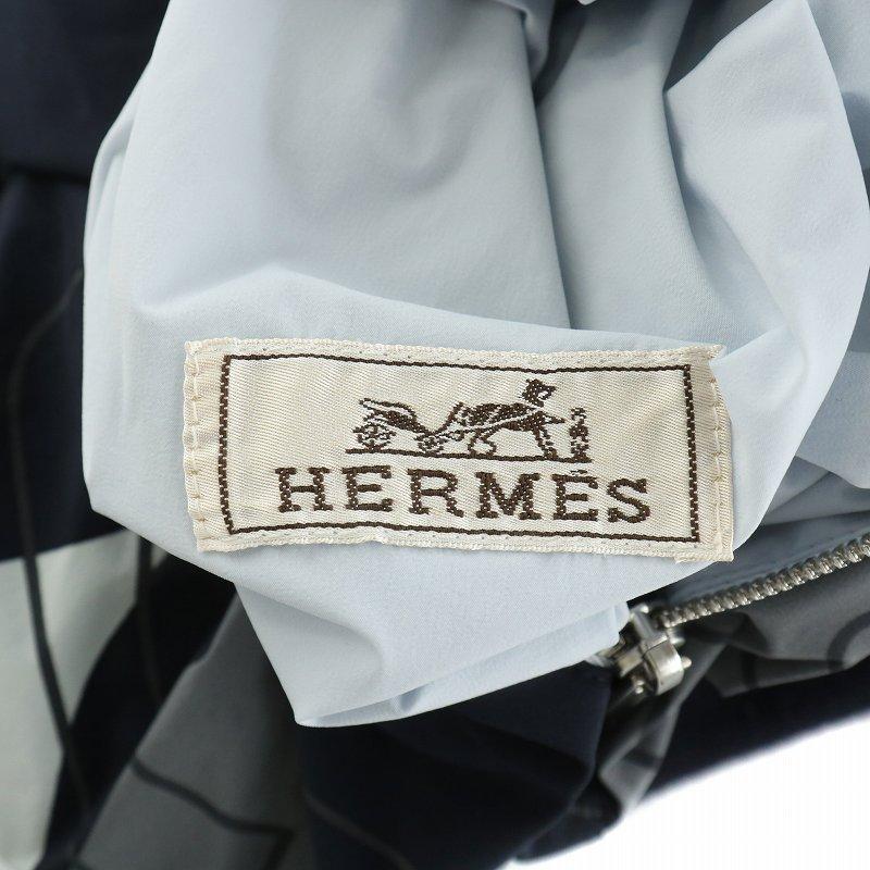 【中古】エルメス リバーシブル ジャンパー ブルゾン MA-1 アウター長袖 ナイロン  馬 ホース 総柄 50 HERMES（エルメス） リバーシブル ジャンパー ブルゾン MA-1 アウター