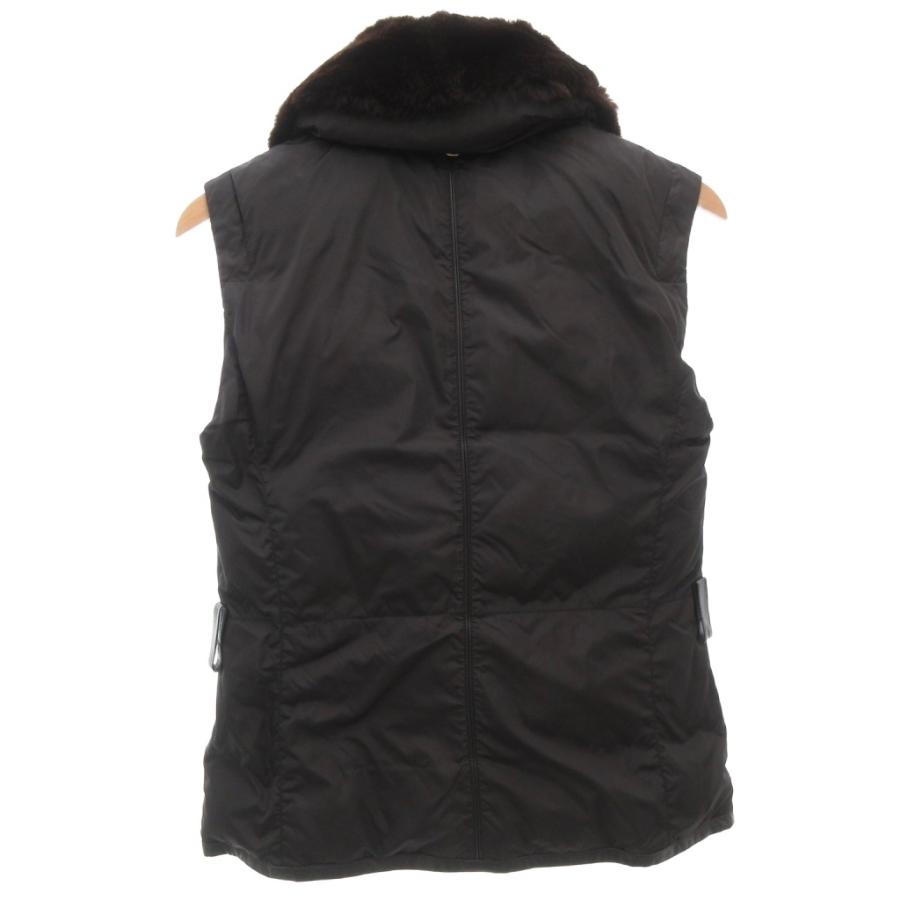 【中古】ルイヴィトン LOUIS VUITTON ベスト ジップアップ ファー襟 ロゴ 34 XS 黒 ブラック /AE ■GY47 レディース LOUIS VUITTON（ルイ・ヴィトン） ベスト ジップアップ ファー襟 ロゴ