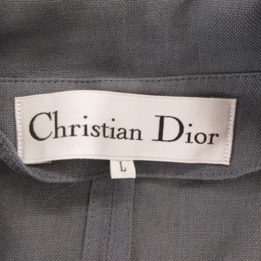 【中古】ディオール Dior テーラードジャケット 背抜き シングル 麻 リネン L グレー 春夏 /AE ■GY47 レディース ディオール Dior テーラードジャケット 背抜き シングル 麻 リネン L