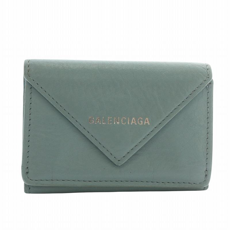 美品⭐️BALENCIAGA ペーパー ミニウォレット 三つ折り財布 レザー BALENCIAGA バレンシアガ ペーパー ミニ ウォレット 財布 三