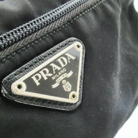 PRADA（プラダ） ポーチ ナイロン レザー 革 三角ロゴプレート 黒