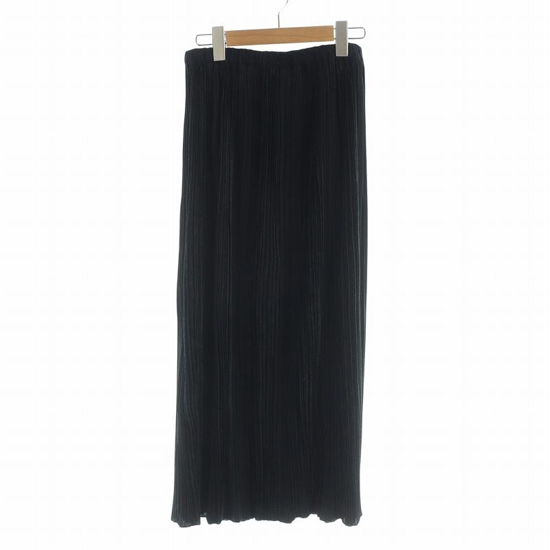 【中古】イッセイミヤケ ISSEY MIYAKE タイトスカート ロング ベロア プリーツ 切り替え L 黒 ブラック ■GY18 /MQ ISSEY MIYAKE（イッセイミヤケ） タイトスカート ロング ベロア