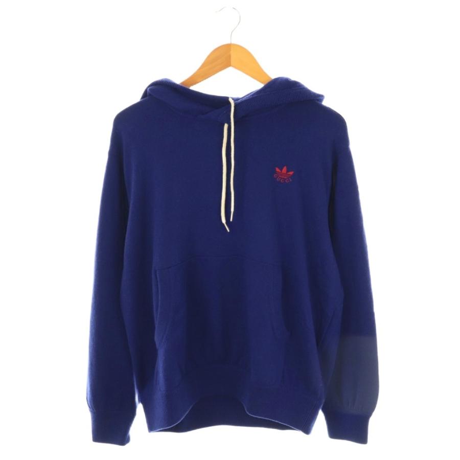 【中古】グッチ GUCCI ×アディダス adidas ニットプルオーバーパーカー 長袖 M ブルー 700446 /HK ■OS ■AD メンズ GUCCI（グッチ） ×アディダス adidas ニットプルオーバーパーカー 長袖