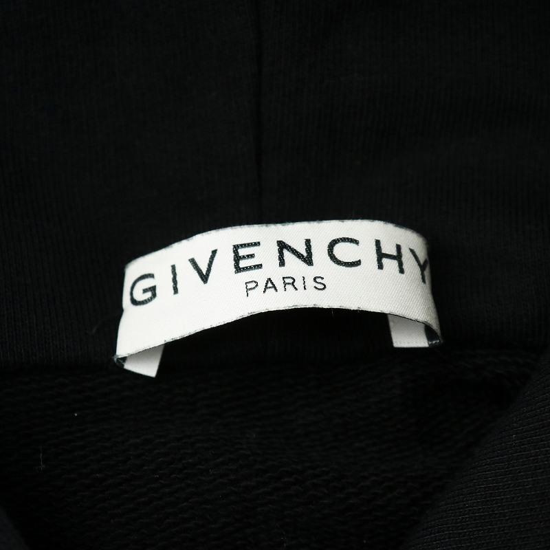 ジバンシィ GIVENCHY crystals embroidered hoodie スウェット パーカー フーディ ラインストーン ロゴ刺繍 S 黒 ブラック /MW ■GY18 レデ