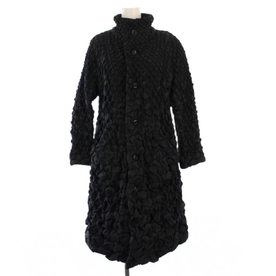 【中古】イッセイミヤケ ISSEY MIYAKE 3Dスチーム リボン スタンドカラーコート アウター ロング 2 黒 IM63FA002 ISSEY MIYAKE（イッセイミヤケ） ISSEY MIYAKE 3Dスチーム リボン