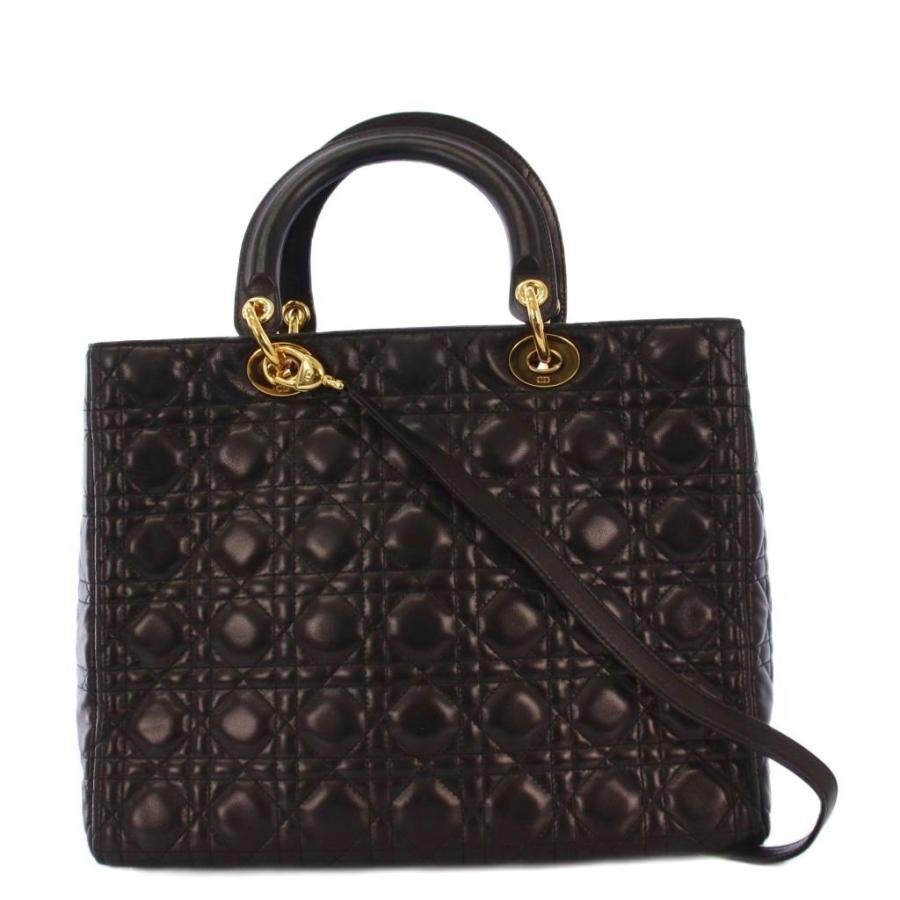 クリスチャンディオール Christian Dior レディ ディオール カナージュ ハンドバッグ トートバッグ ショルダーバッグ 2WAY チャーム付 黒 /_2