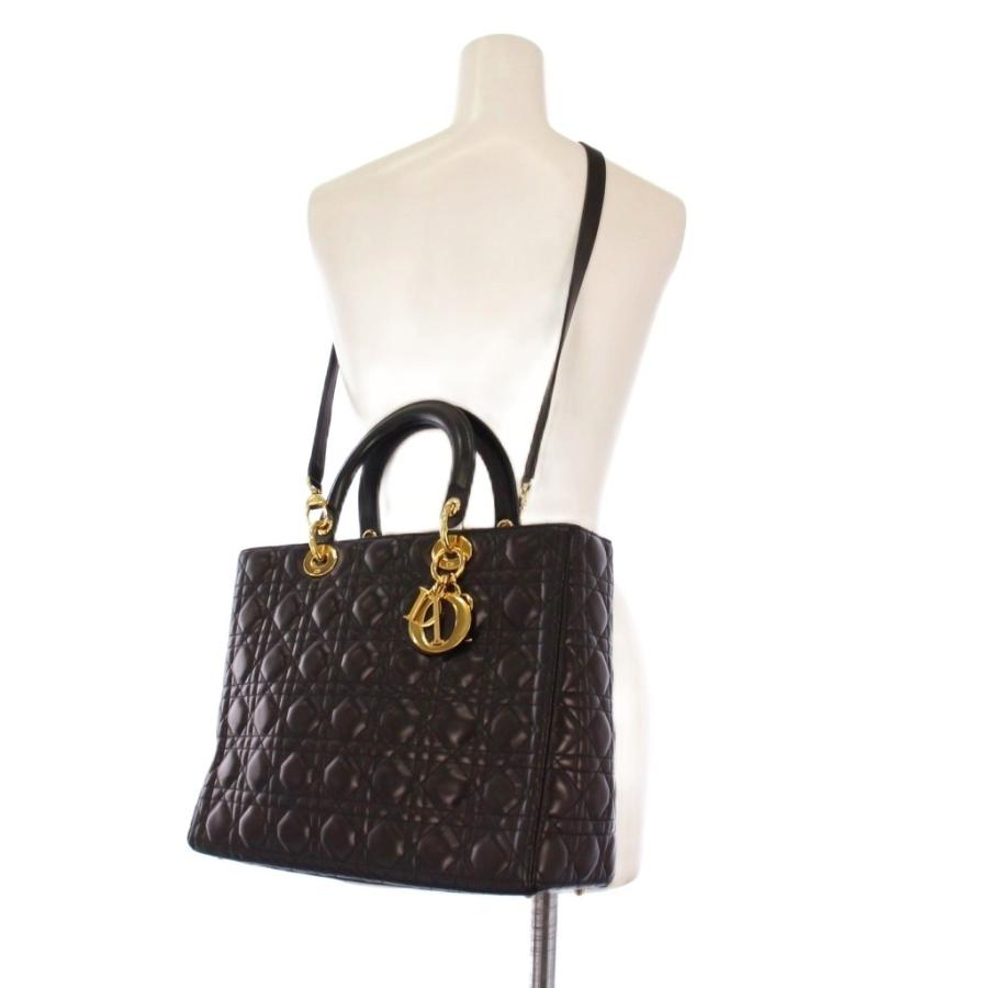 クリスチャンディオール Christian Dior レディ ディオール カナージュ ハンドバッグ トートバッグ ショルダーバッグ 2WAY チャーム付 黒 /_3