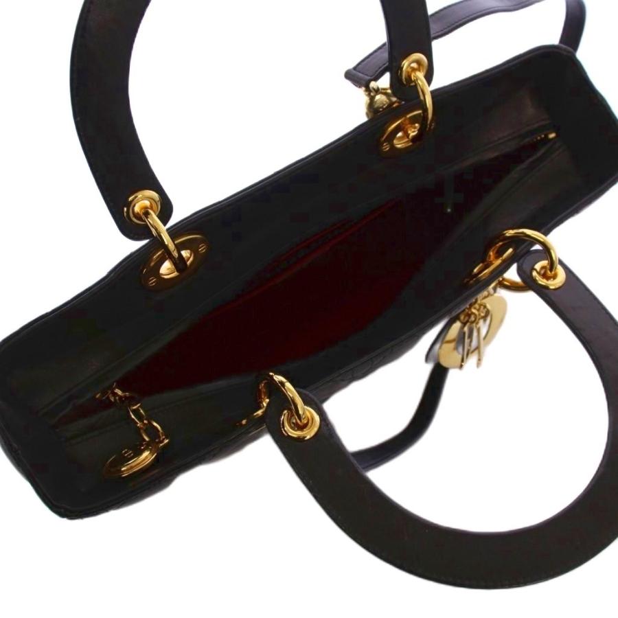 クリスチャンディオール Christian Dior レディ ディオール カナージュ ハンドバッグ トートバッグ ショルダーバッグ 2WAY チャーム付 黒 /_5