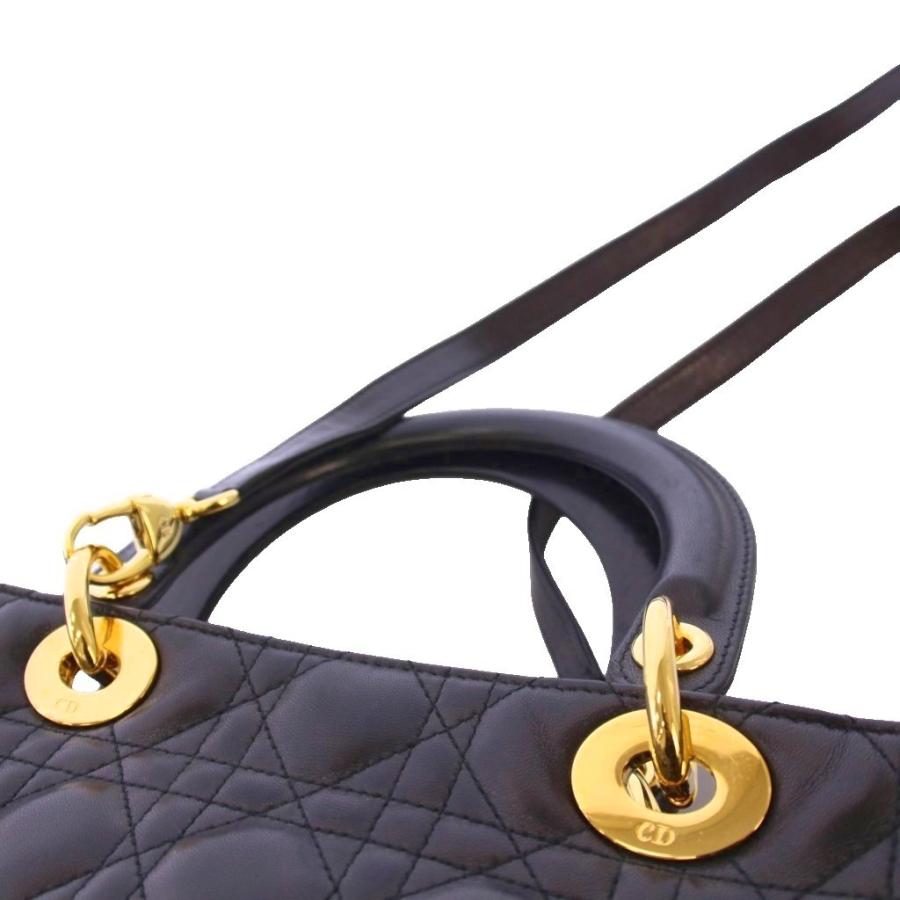 クリスチャンディオール Christian Dior レディ ディオール カナージュ ハンドバッグ トートバッグ ショルダーバッグ 2WAY チャーム付 黒 /_6