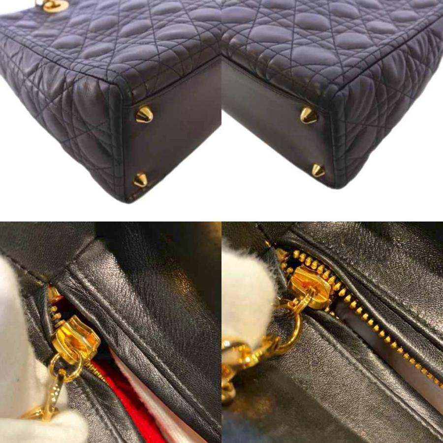 クリスチャンディオール Christian Dior レディ ディオール カナージュ ハンドバッグ トートバッグ ショルダーバッグ 2WAY チャーム付 黒 /_8
