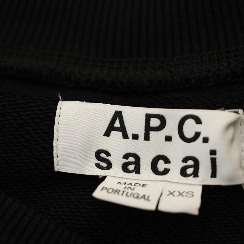 アーペーセー A.P.C. sacai サカイコラボ Tani Sweatshirt スウェット トレーナー ロゴ 長袖 XXS 黒 ブラック 21E2-COEON-M27656 /☆G レデ