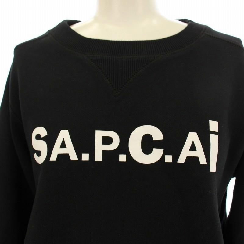 アーペーセー A.P.C. sacai サカイコラボ Tani Sweatshirt スウェット トレーナー ロゴ 長袖 XXS 黒 ブラック 21E2-COEON-M27656 /☆G レデ