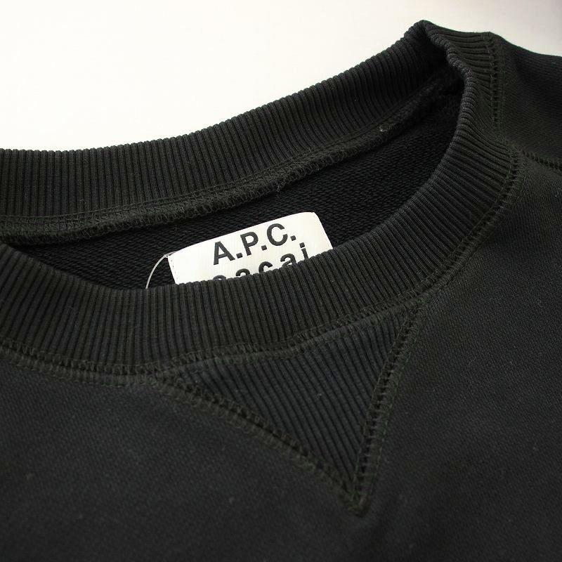 アーペーセー A.P.C. sacai サカイコラボ Tani Sweatshirt スウェット トレーナー ロゴ 長袖 XXS 黒 ブラック 21E2-COEON-M27656 /☆G レデ