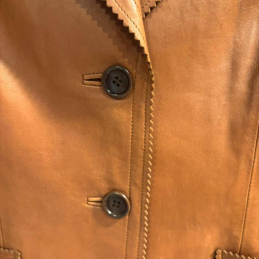 ダナキャランニューヨーク DKNY レザージャケット ラムレザー 4 茶 
