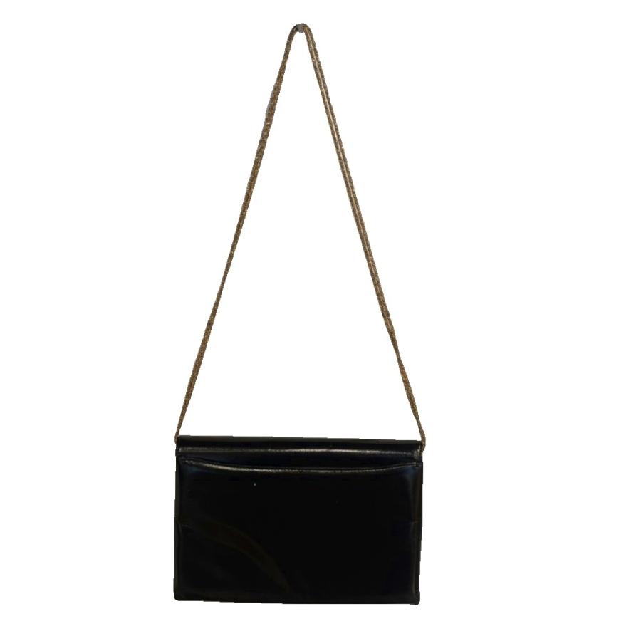 ハナエモリ HANAE MORI ショルダーバッグ ゴールドカラーチェーン 黒