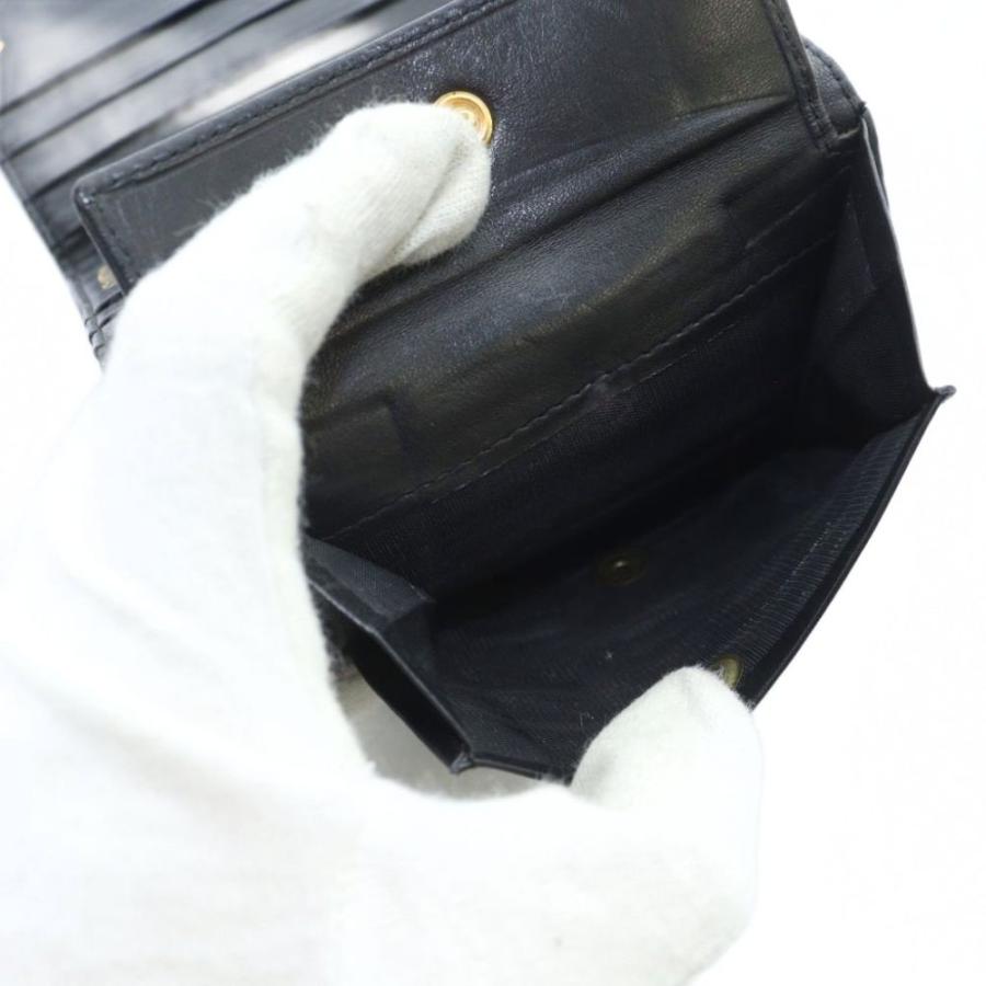 希少/美品✨プラダ 二つ折り財布 キルティング ロゴ レザー 黒 PRADA（プラダ） 二つ折り財布 ウォレット キルティング ナイロン