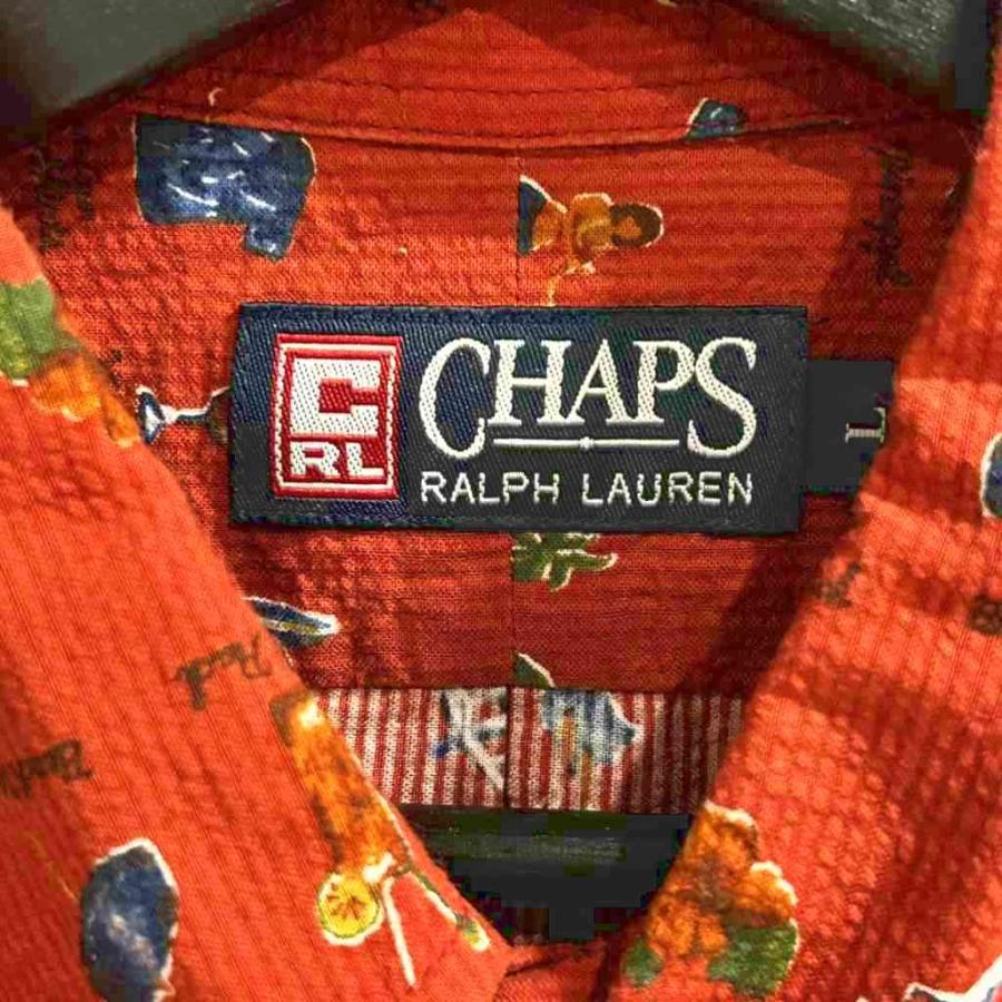 チャップス CHAPS ラルフローレン アロハシャツ 半袖 総柄 L 赤 レッド