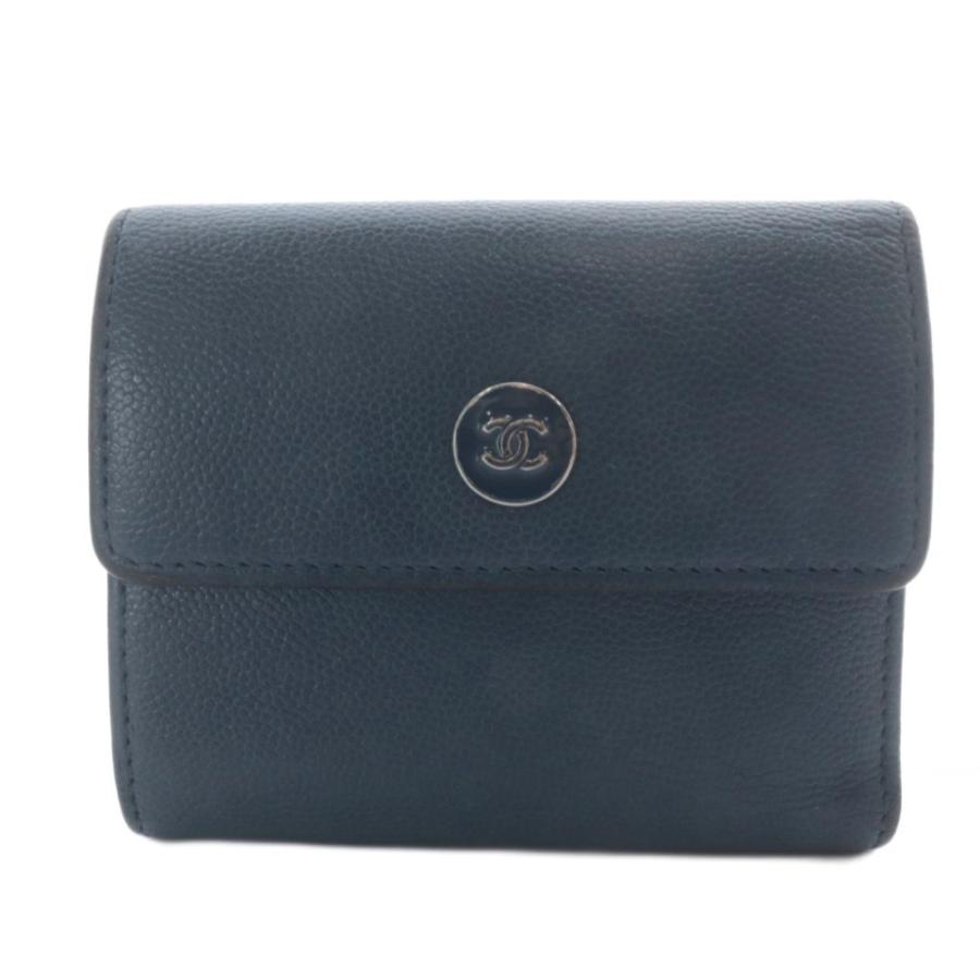 CHANEL（シャネル） 財布 三つ折り ココボタン Wホック レザー