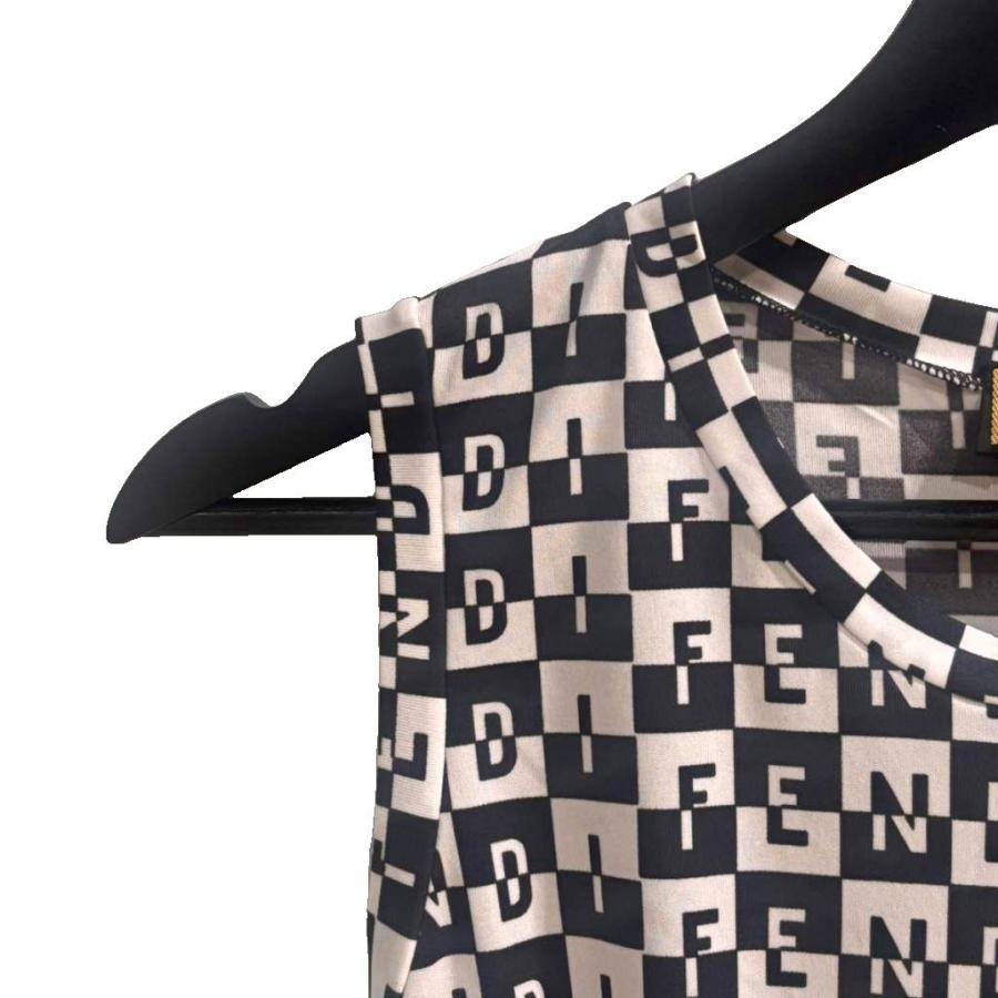 FENDI（フェンディ） ワンピース ミニ ノースリーブ 総柄 42 白