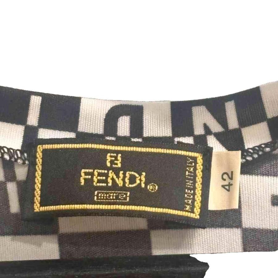 FENDI（フェンディ） ワンピース ミニ ノースリーブ 総柄 42 白