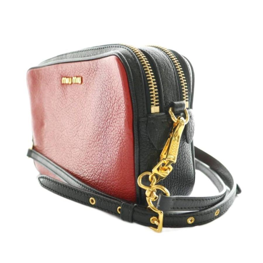 ミュウミュウ ショルダーバッグ レザー 赤 レッド 黒 ブラック /SS ■OS miu miu（ミュウミュウ） ショルダーバッグ レザー 赤 レッド 黒