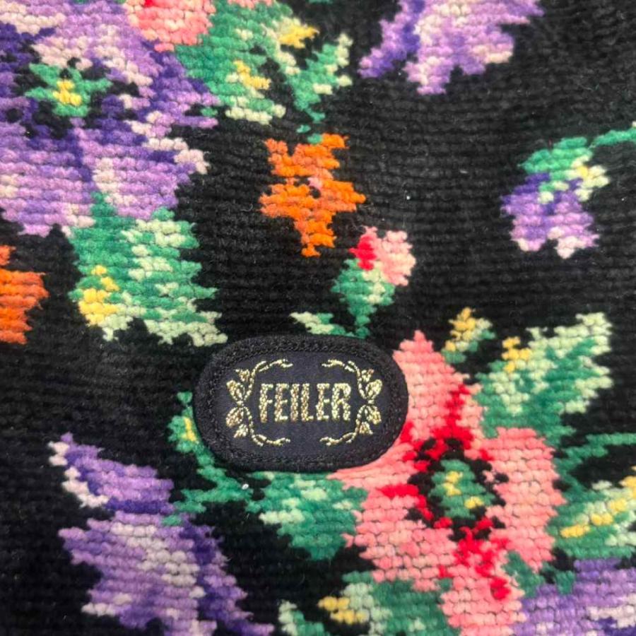 フェイラー FEILER ポーチ 巾着 花柄 黒 ブラック □GY99 レディース