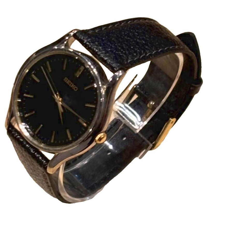 ジャンク品　SEIKO クォーツ時計 ブラック レザー セイコー SEIKO 腕時計 ジャンク クォーツ 黒 ブラック レディース