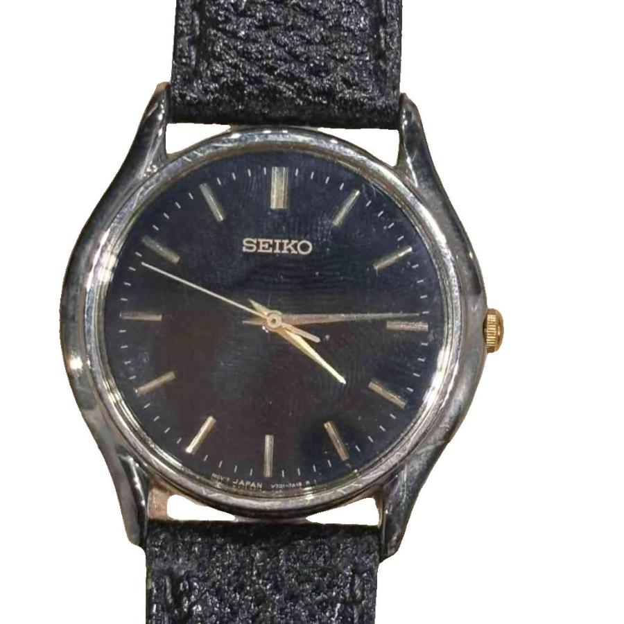 ジャンク品　SEIKO クォーツ時計 ブラック レザー セイコー SEIKO 腕時計 ジャンク クォーツ 黒 ブラック レディース