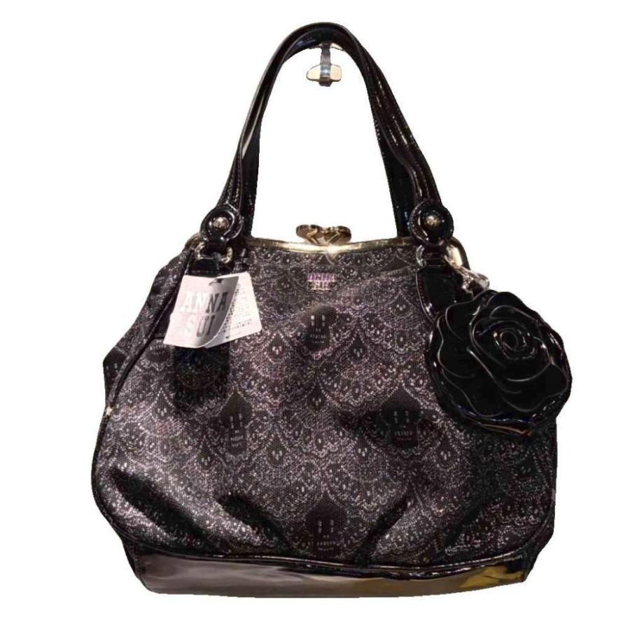 ANNA SUI（アナスイ） ハンドバッグ フラワーモチーフ 黒 ブラック 