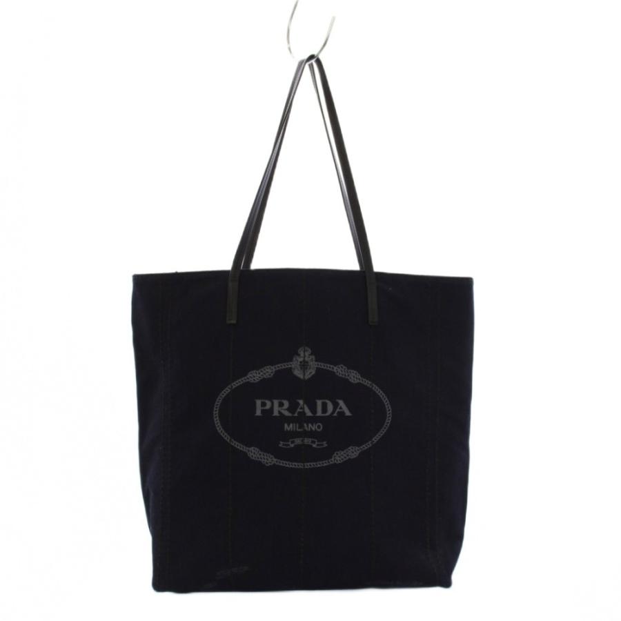 PRADA（プラダ） デニムトートバッグ ハンドバッグ ロゴ 紺 1BG34 /KH 