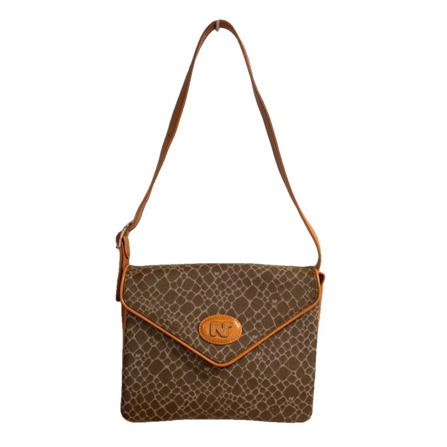 ニナリッチ NINA RICCI 美品 ハンドバッグ 総柄 茶 ブラウン □GY99 