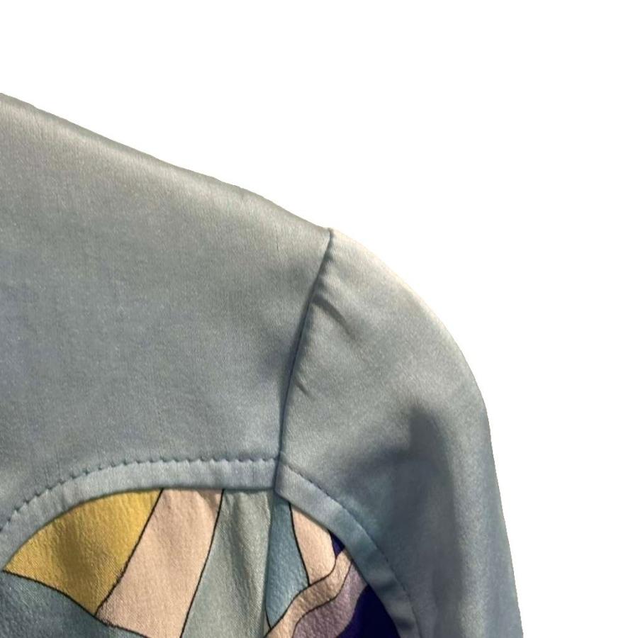 エミリオプッチ EMILIO PUCCI カットソー シルク 幾何学模様 36 青