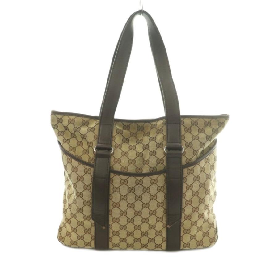GUCCI（グッチ） トートバッグ キャンバス レザー GG柄 ベージュ 茶