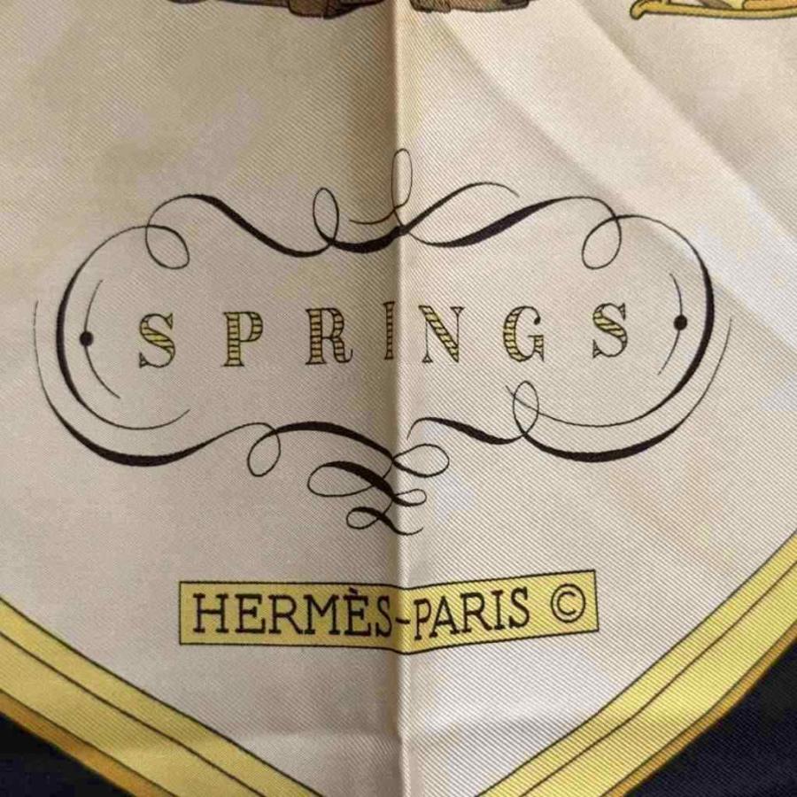 HERMES エルメス スカーフ SPRINGS ブラック HERMES（エルメス） カレ90 スカーフ SPRINGS スプリングス 馬車柄 黒