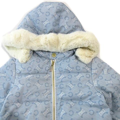 セリーヌ CELINE ダウンジャケット フード付き マカダム柄 ファー  