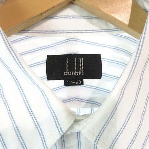 dunhill ダンヒル シャツ 長袖 ストライプ 胸ポケット リネン混 42 L位 