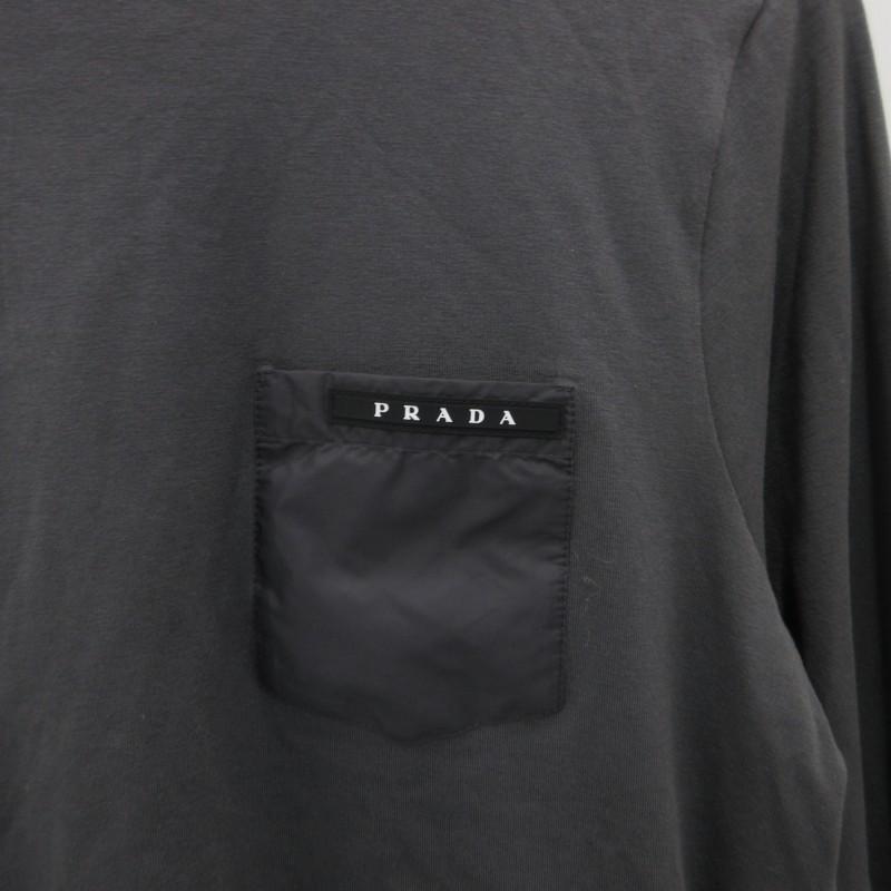 PRADA ロンT ポケット付　ラバーロゴ PRADA ロンT ポケット付ラバーロゴ