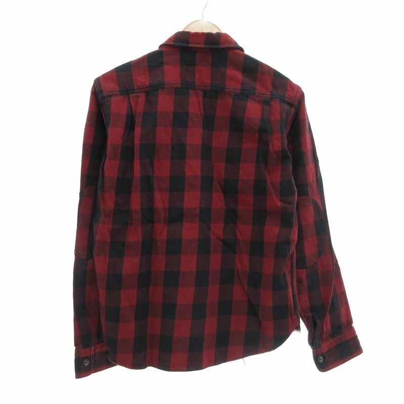スティッフ STIFF シャツジャケット ジップアップ チェック柄 M 赤 