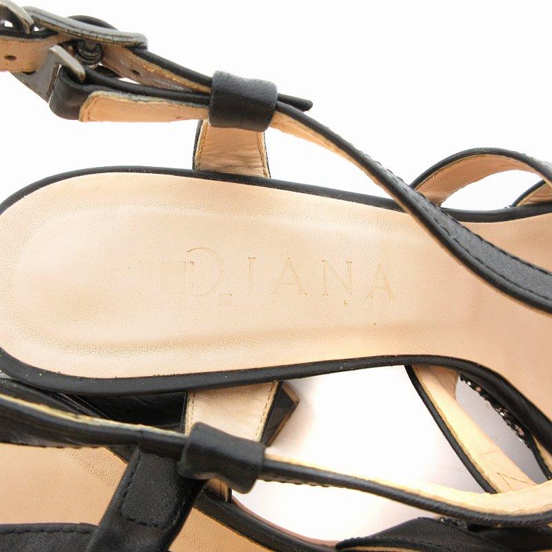 DIANA ダイアナ サンダル ストラップ スパンコール 太ヒール 23cm 黒 