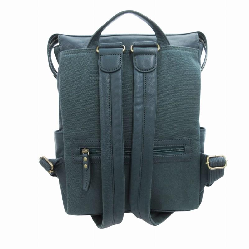 ダコタ Dakota 美品 リュックサック バッグ レザー キャンバス 青緑  