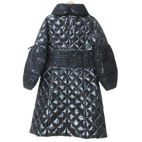 スーパービューティー★サイズ40ウェストボア切替ロングダウンコートブラックリボン スーパービューティー ダウンコート 大きな衿 ポケットデザイン ボア