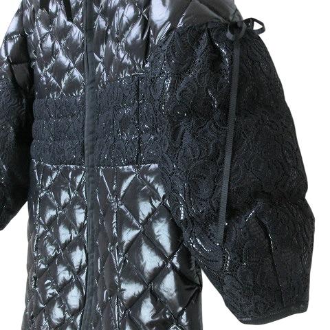 希少サイズ　２ＸＬ　スーパービューティー　黒　リボン　レース　ウール　ダウン スーパービューティー 美品 ロング ダウンコート キルティング